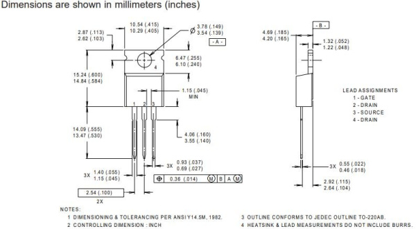 транзистор FET IRF530N Infineon 100V 17A N-Ch 0.09ohm TO220