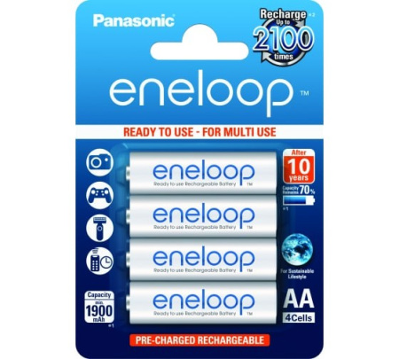 Аккумулятор Ni-MH AA Panasonic eneloop BK-3MCCE/4BE 1900mAh/1.2в, блистер 4шт.