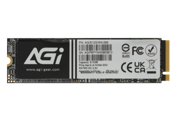SSD-накопитель M.2 512Гб AGI AI298 [AGI512GIMAI298-CB](3D NAND,NVMe,3000/1400 Мб/с)