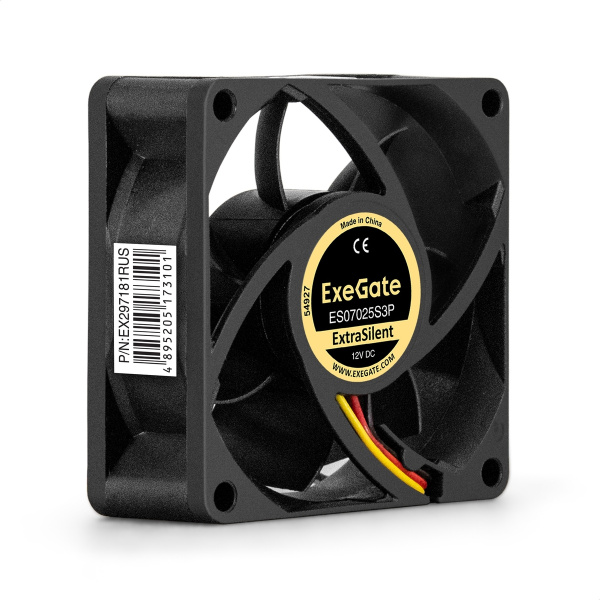 Кулер в корпус 70x70x25 ExeGate ExtraSilent ES07025S3P [EX297181RUS](sleeve,3pin,2300rpm)