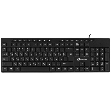 Клавиатура Оклик 125M черный USB Multimedia (1678108) кабель 1.6м