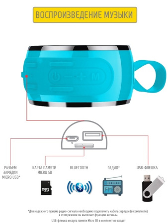 Портативная колонка Jet.A PBS-20 Bluetooth 1x5Вт 500mAh Синий