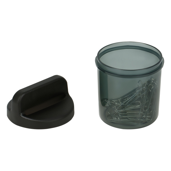 Скрепочница СТАММ, магнитная, 50 скрепок, тонированная черная (ПС-30436)