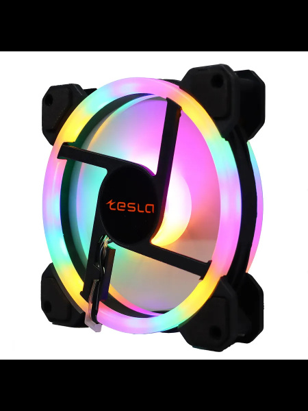 Кулер в корпус 120x120x25 TESLA RGB 120-LD3 (hydrodynamic/1200rpm/3pin+molex/RGB/белый)(набор из 3 кулеров)
