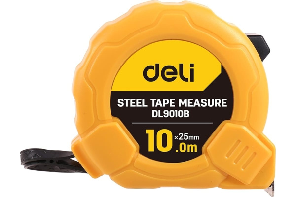 Рулетка  10м, 25мм, Deli DL9010B, ударопрочный корпус