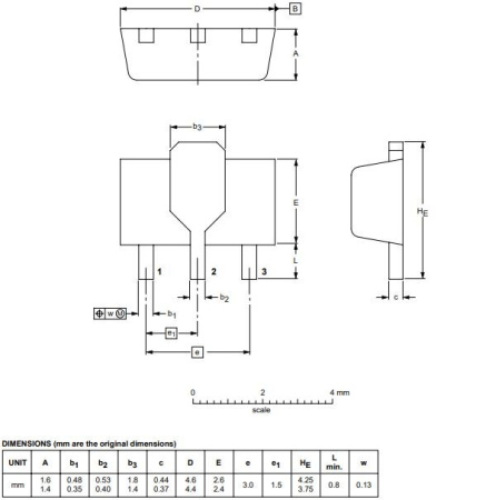 транзистор BJT BC869 20V 2A PNP SOT89 140Mhz 1350mW