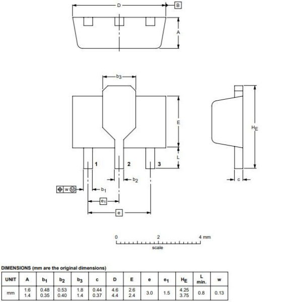 транзистор BJT BC869 20V 2A PNP SOT89 140Mhz 1350mW