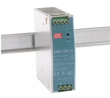 Блок питания на DIN рейку 12в, 10а, 40*125.2*113.5мм, Mean Well EDR-120-12
