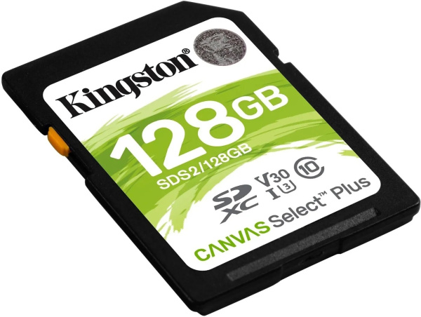 Карта памяти SDXC Kingston 128Gb Canvas Select Plus Class10, UHS-I U3 [SDS2/128GB]