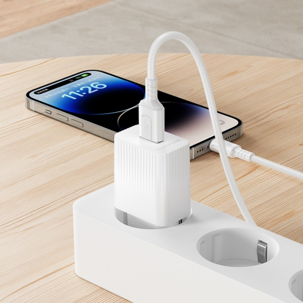 Зарядное_устройство - USB 2.4A BOROFONE BAS71A + кабель Lightning белый