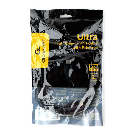 Кабель HDMI(m) - HDMI(m)  2.0м Cablexpert, v2.1, 8К, медь, позол.контакты, экран, черный (CC-HDMI8К-2M)