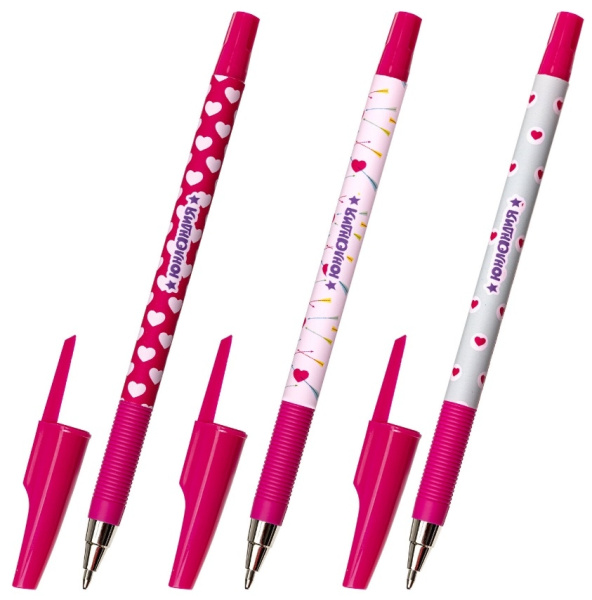 Ручка шариковая ЮНЛАНДИЯ "HEARTS", синяя, SOFT-TOUCH покрытие, узел 0,7 мм, линия 0,35мм, 143729