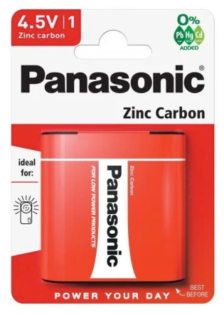 Батарейка 3R12(квадратная) PANASONIC 1шт./4,5В. солевая