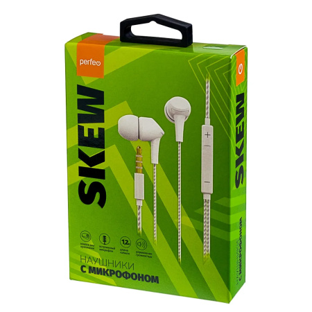 Гарнитура Perfeo SKEW внутриканальные, белый (PF_C3208)