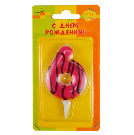 Свеча "Цифра 6. Пончик" 6 см (6058050)