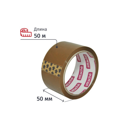 Скотч 50*50м.*40мкм. Attache коричневый (143756)