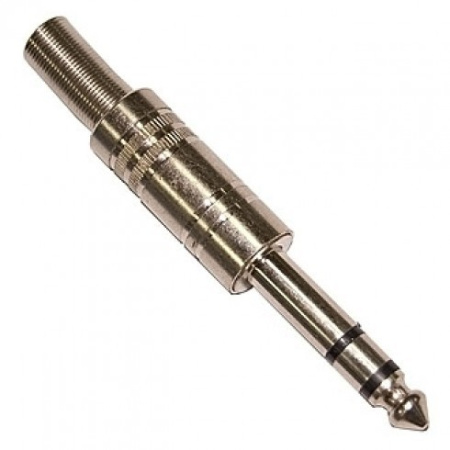 Разъем Audio Jack 6.3 стерео, штекер, кабельный, металл, SZC-0057