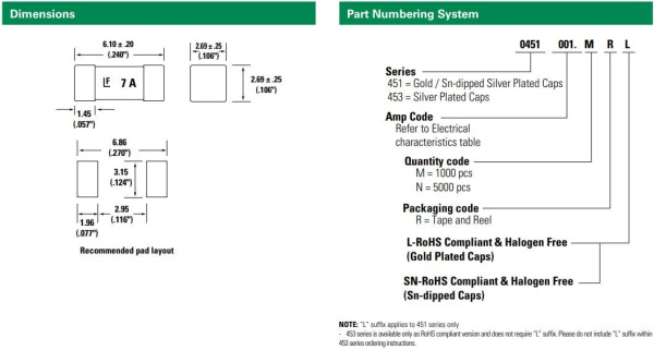 Предохранитель SMD 1808 (2410) 10а, 125в, быстрый, LittelFuse 0451010.MRL