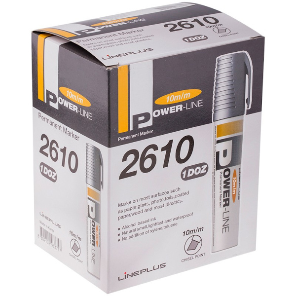 Маркер перманентный "PER-2610" 10мм., скошенный, черный