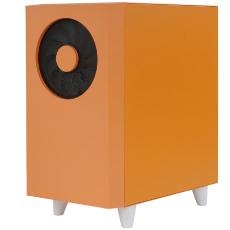 Корпус без блока питания/ Case WIZMAX EM1, Mini-Tower, TG, 1x160mm + 1x120mm LED, 1xUSB-A 3.0 + 2xUSB-A 2.0, mATX, mITX, Woofer Orange (EM1 Woofer Ora