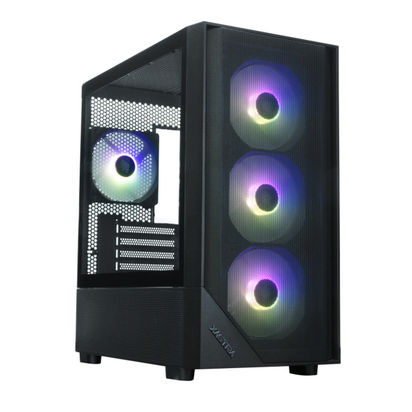 Корпус mATX Б_БП XASTRA A401M 4ARGB-V2 Black (USB3.0,Audio,TG+Mesh,черный,PWM fans,4х120мм FC ARGB)[A401M-V2-4FC12A]
