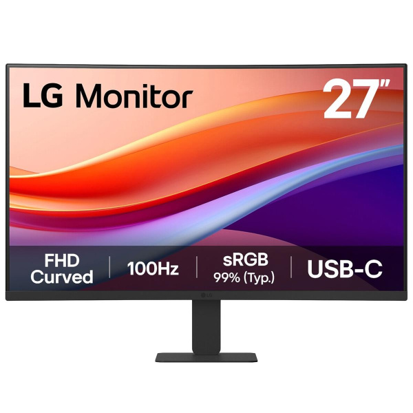 Монитор 27" LG 27U421A-B  Curved VA, 1920x1080, 100Hz, 5ms, 250сd/m, 3000:1, HDR10 | HDMI(2.0), Type-C(PD-15W) | ExPSU, Vesa 100, Black