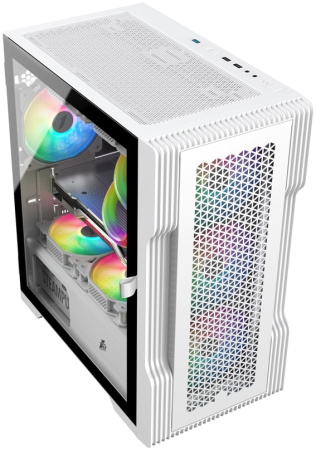 Корпус mATX Б_БП 1STPLAYER TRILOBITE T3 White (USB, Audio,TG,4x120mm LED,белый)[T3-WH-4F1-W]