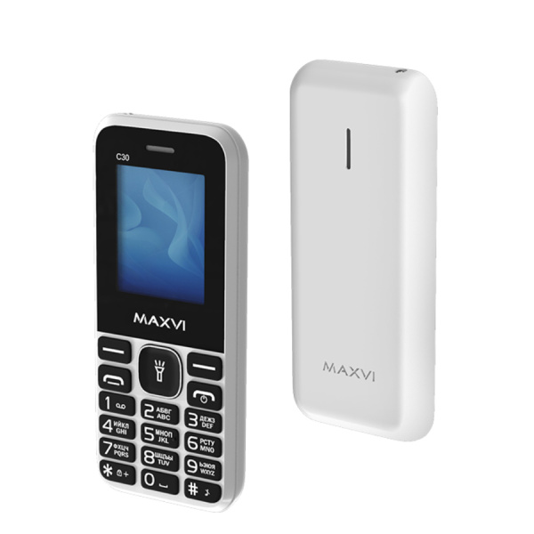 Сотовый Maxvi C30 White 2sim/1.77"/160*128/microSD/0.3МП/Bt/600мАч/моноблок
