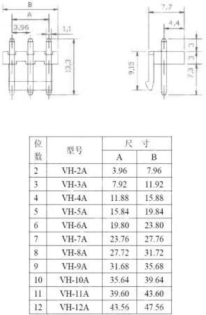 Разъем штыревой P3.96мм VH3.96  3pin, штекер на плату, прямой, DIP