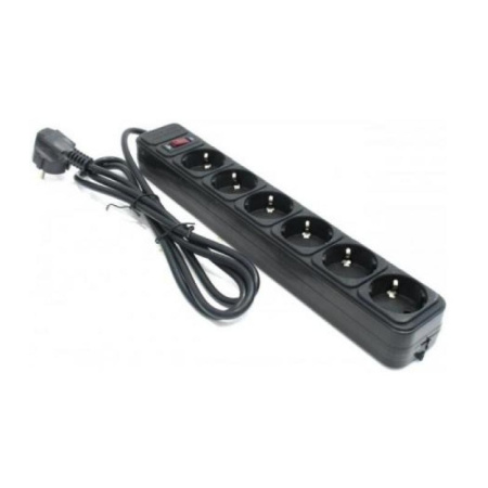 Сетевой фильтр  3.0м, 6 розеток Buro, 600SH-3-B, 10А, 2200Вт, с выключателем, черный, коробка