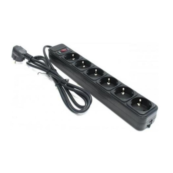 Сетевой фильтр  3.0м, 6 розеток Buro, 600SH-3-B, 10А, 2200Вт, с выключателем, черный, коробка