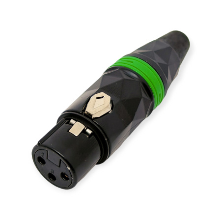 Разъем XLR гнездо, на кабель, металл, зеленый