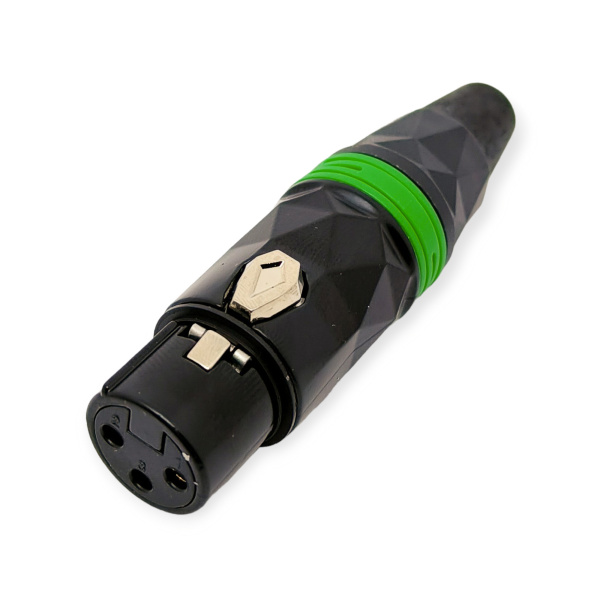 Разъем XLR гнездо, на кабель, металл, зеленый