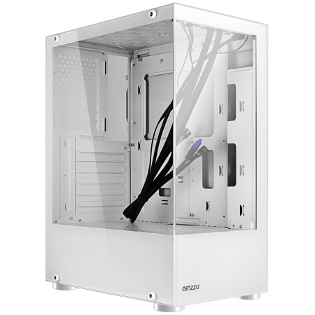 Корпус ATX Б_БП Ginzzu CL110 (USB3.0,Audio,белый,"стеклянный куб")