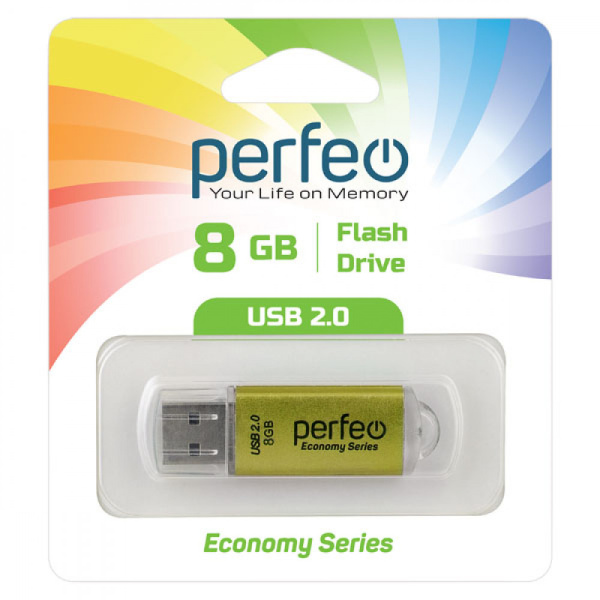 Флеш-накопитель USB2.0 8Gb Perfeo E01 (PF-E01Gl008ES) Золотой