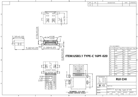 Системный разъём №160 Type C, 16PF-020