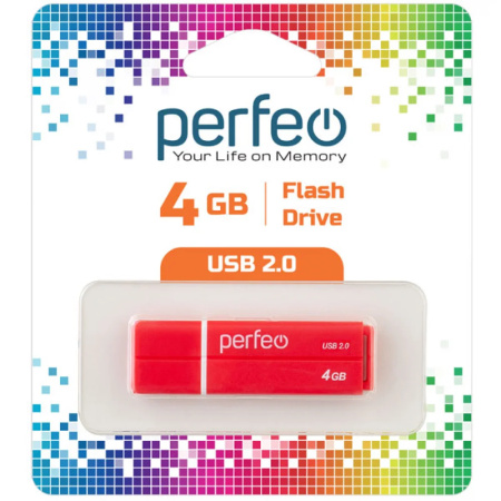 Флеш-накопитель USB2.0 4Gb Perfeo C01G2 (PF-C01G2R004) Красный