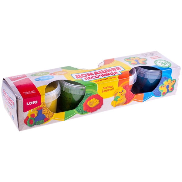 Песок для лепки Lori "Радужный песок", 04 цвета, 560г, в баночке, 1 формочка (Пт-017)