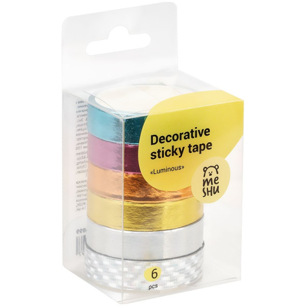 Клейкая лента для декора MESHU "Luminous", 6шт (MS_36899)