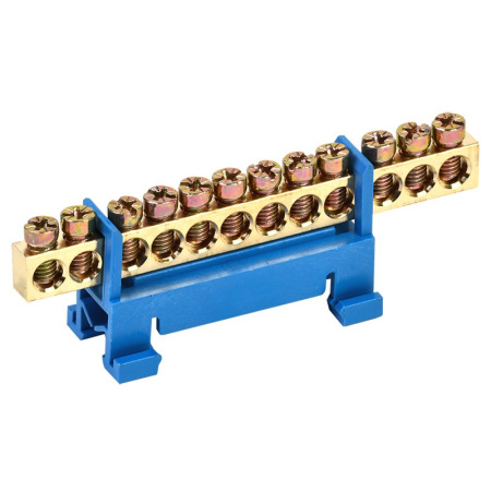 Шина на DIN-рейку N нулевая, с изолятором "Стойка", 6x9мм, 12 групп, Rexant 11-2355