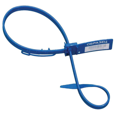 Пломба пластиковая номерная для мешков 345мм, синяя