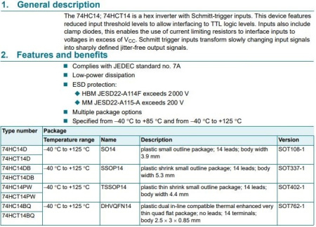 микросхема 74HC14D, 6*инверторов с триггерами Шмитта, SO14