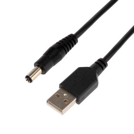 Шнур питания, USB штекер - DC 5.5*2.1мм (+) штекер , 1.5м, Rexant 18-0231