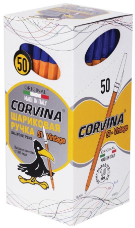 Ручка шариковая Cоrvina "51 Vintage" синяя 1мм (желтый корпус) (40163/02G)