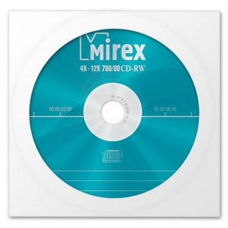 Диск CD-RW 1шт Mirex 700Mb 4-12x конверт с окном (UL121002A8C)