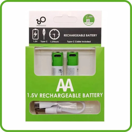 Аккумулятор Li-ion AA Smartools 2600mWh, 1.5в, Type-C, упак. 2шт.