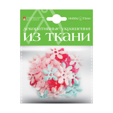Декоративные украшения из ткани, набор №2, "Цветы" Hobby Time 2-164