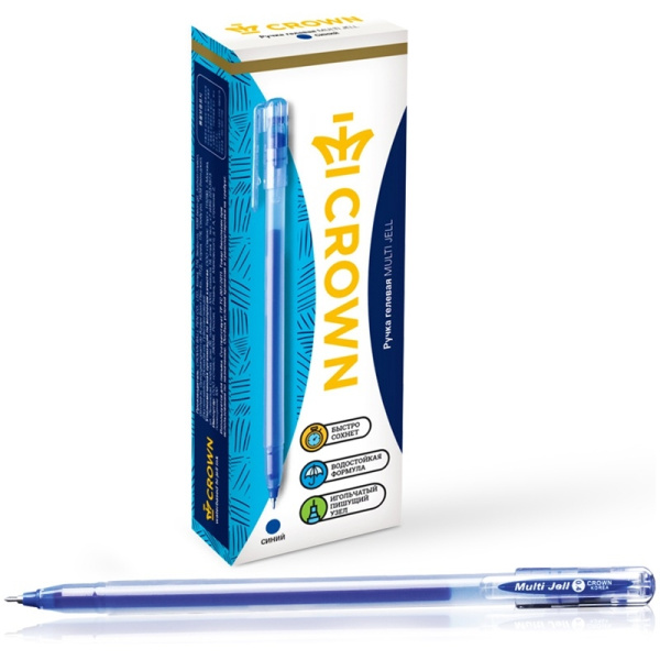 Ручка гелевая CROWN "Multi-Jell" 0,4мм., синяя (MTJ-500B)