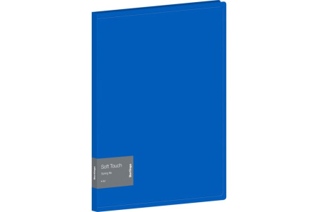 Папка с пружинным скоросшивателем BERLINGO "Soft Touch" 17мм. 700мкм, внутр. карман, синяя (FS4_17981)
