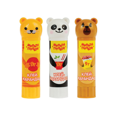 Клей-карандаш Мульти-Пульти 09гр. "Зверята: Кот, Мишка, Панда" GS_33742